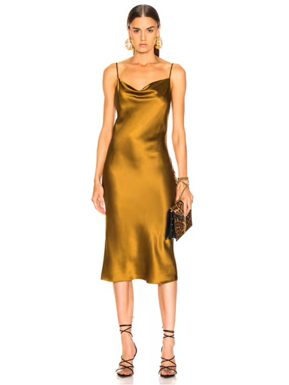 FLEUR DU MAL
Cowl Neck Slip Dress In Gold Digger